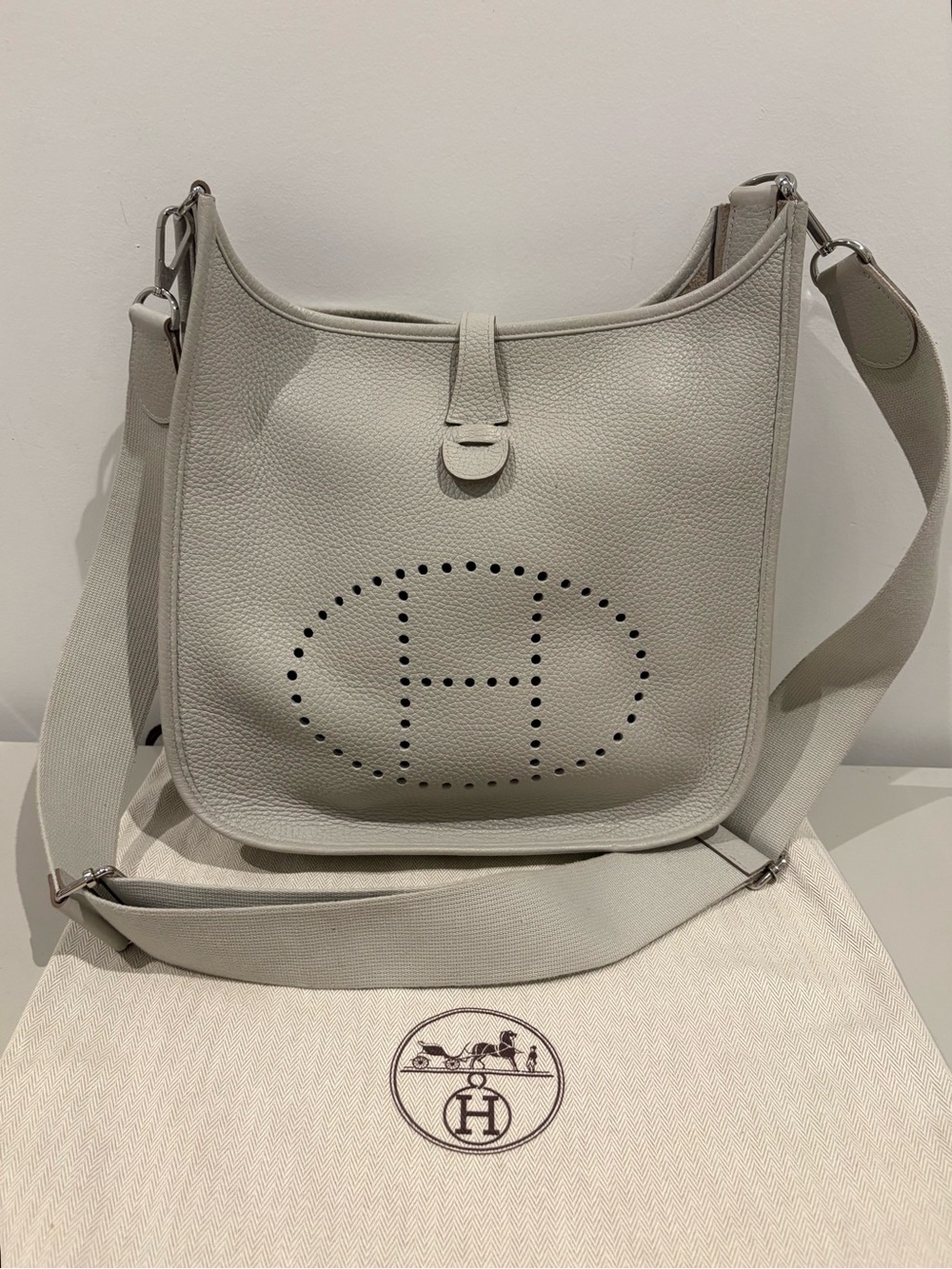 Hermes Evelyne 29 PM Shoulder Bag in Light Gray